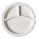Cambro Camwear White Narrow Rim Three Compartment Plate, 9 inch Diameter -- 48 per case.