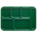 Cambro Sherwood Green Camwear 6 Compartment School Tray, 14 1/2 x 10 x 3/4 inch -- 24 per case.