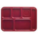Cambro Budget 6 Compartment School Tray, Cranberry, 10 x 14 inch -- 24 per case.