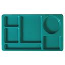 Cambro Teal Camwear Polycarbonate 2 x 2 Compartment School Tray, 15 x 8 3/4 inch -- 24 per case.