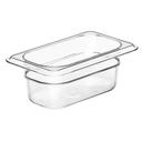 Cambro One Ninth Size Plastic Food Pan, Clear, 2 inch -- 6 per case