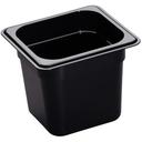H Pan One Sixth Size Food Storage Pan, Black, 6 3/8 x 6 15/16 x 6 inch -- 6 per case