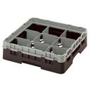 Cambro Camrack Polypropylene Brown Full Size 9 Compartment Glass Rack, 3 5/8 inch -- 5 per case.