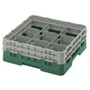 Cambro Camrack Polypropylene Sherwood Green Full Size 9 Compartment Glass Rack, 5 1/4 inch -- 4 per case.
