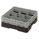 Cambro Camrack Polypropylene Brown Full Size 9 Compartment Glass Rack, 5 1/4 inch -- 4 per case.