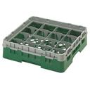 Cambro Camrack Polypropylene Sherwood Green Full Size 16 Compartment Glass Rack, 3 5/8 inch -- 5 per case.