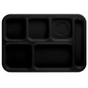 Cambro Black Camwear 6 Compartment School Tray, 14 1/2 x 10 x 3/4 inch -- 24 per case.