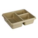 Tan Cambro Co-Polymer 3 Compartment Meal Delivery Tray, 9 x 11 x 2 9/16 inch -- 24 per case.