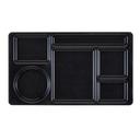 Cambro Black Camwear Polycarbonate 2 x 2 Compartment School Tray, 15 x 8 3/4 inch -- 24 per case.