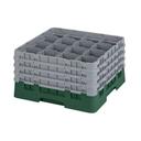 Cambro Camrack Polypropylene Sherwood Green Full Size 16 Compartment Glass Rack, 9 3/8 inch -- 2 per case.