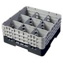 Cambro Camrack Polypropylene Black Full Size 9 Compartment Glass Rack, 6 7/8 inch -- 3 per case.