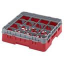 Cambro Camrack Polypropylene Rose Red Full Size 16 Compartment Glass Rack, 3 5/8 inch -- 5 per case.
