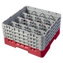 Cambro Camrack Polypropylene Rose Red Full Size 16 Compartment Glass Rack, 8 1/2 inch -- 2 per case.