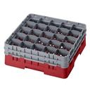 Cambro Camrack Polypropylene Rose Red Full Size 25 Compartment Glass Rack, 6 1/8 inch -- 4 per case.