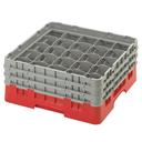 Cambro Camrack Polypropylene Rose Red Full Size 25 Compartment Glass Rack, 6 7/8 inch -- 3 per case.