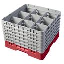 Cambro Camrack Polypropylene Rose Red Full Size 9 Compartment Glass Rack, 11 3/4 inch -- 2 per case.