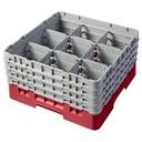 Cambro Camrack Polypropylene Rose Red Full Size 9 Compartment Glass Rack, 8 1/2 inch -- 2 per case.