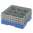 Cambro Camrack Polypropylene Blue Full Size 9 Compartment Glass Rack, 6 7/8 inch -- 3 per case.
