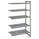 Cambro Camshelving Basics Plus Brushed Graphite 5 Vented Shelf Stationary Add On Unit, 21 x 42 x 72 inch