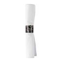 Caterwrap Pre-Rolled White Napkin Heavy Weight Black Plastic Knife Fork Spoon Black Band