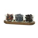 Melrose Collection Chocolate Brown Oak Wood Round Glass Jar Display