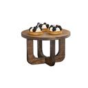 Melrose Collection Chocolate Brown Oak Wood Round Riser 12 x 8 inch