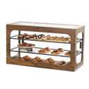 Melrose Collection Chocolate Brown Oak Wood Rectangle Three Tier Display Case