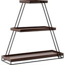 SkyRize Multi-Level Black Stand with Walnut Shelves
