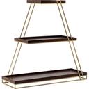 SkyRize Multi-Level Gold Stand with Walnut Shelves