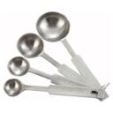Winco Deluxe Stainless Steel 4 Piece Measuring Spoon Set, 5.25 inch Length -- 1 set.