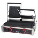 Winco Ribbed Plate Double Panini Grill, 9 inch.
