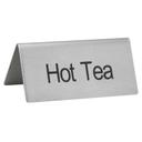Winco Stainless Steel Hot Tea Tent Sign, 3 x 1 1/4 x 1 1/2 inch -- 12 per case.