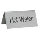 Winco Stainless Steel Hot Water Tent Sign, 3 x 1 1/4 x 1 1/2 inch -- 12 per case.