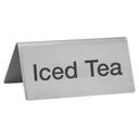 Winco Stainless Steel Iced Tea Tent Sign, 3 x 1 1/4 x 1 1/2 inch -- 12 per case.