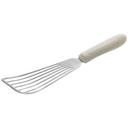 Winco Fish Spatula with White Polypropylene Handle, 6 3/4 x 3 1/4 inch Blade -- 12 per case.