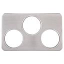 Winco Stainless Steel Adaptor Plate Only with Three 6 3/8 inch Inset Holes.