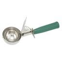Winco Stainless Steel Green Ice Cream Disher with Plastic Handle, 4 Ounce.