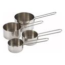 Winco Stainless Steel 4 Piece Measuring Cup Set, 6.5 inch Length -- 1 set.
