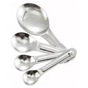 Winco Stainless Steel 4 Piece Measuring Spoon Set, 5 inch Length -- 1 set.