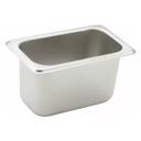 Winco 18/8 Stainless Steel Standard Weight Regular 1/9 Size Steam Table Pan, 4 inch.