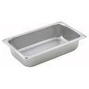 Winco 18/8 Stainless Steel Standard Weight Regular 1/4 Size Steam Table Pan, 2 1/2 inch.