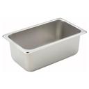Winco 18/8 Stainless Steel Standard Weight Regular 1/4 Size Steam Table Pan, 4 inch.