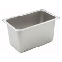 Winco 18/8 Stainless Steel Standard Weight Regular 1/4 Size Steam Table Pan, 6 inch.