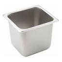 Winco 18/8 Stainless Steel Standard Weight Regular 1/6 Size Steam Table Pan, 6 inch.