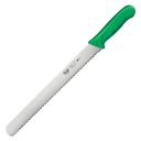 Winco Stal Wavy Edge Bread Slicer Knife with Green Polypropylene Handle, 12 inch -- 6 per case.