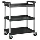 Winco Polypropylene 3 Tier Black Utility Cart, 32 x 16 1/8 x 36 3/4 inch.