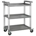 Winco Polypropylene 3 Tier Gray Utility Cart, 32 x 16 1/8 x 36 3/4 inch.