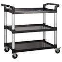 Winco Polypropylene 3 Tier Black Utility Cart, 40 3/4 x 19 1/2 x 37 3/8 inch.