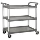Winco Polypropylene 3 Tier Gray Utility Cart, 40 3/4 x 19 1/2 x 37 3/8 inch.