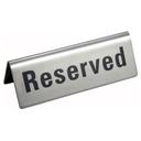 Winco Stainless Steel Reserved Sign, 4 3/4 x 1 3/4 inch.